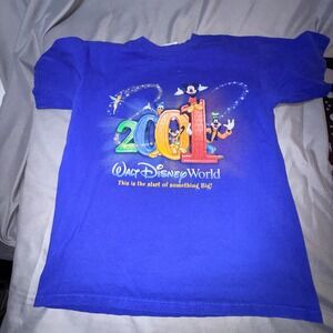 Walt Disney World T-Shirt Mens Small Blue Excellent 2001 Mickey Mouse Graphic T